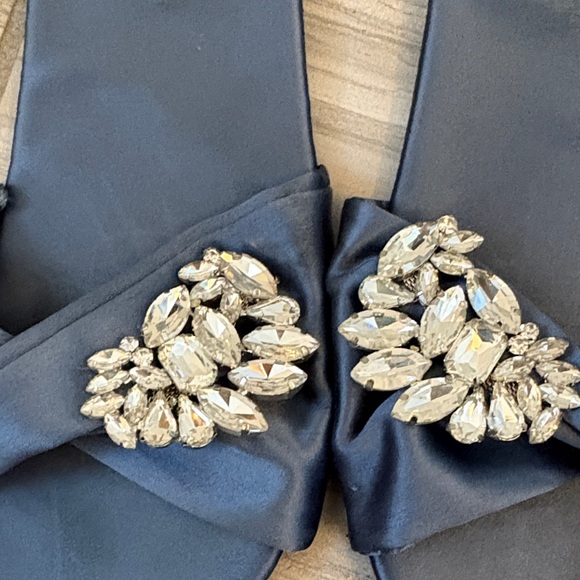 Zara Women's Blue Satin Sandals with Crystal Embellishments - Picture 10 of 10